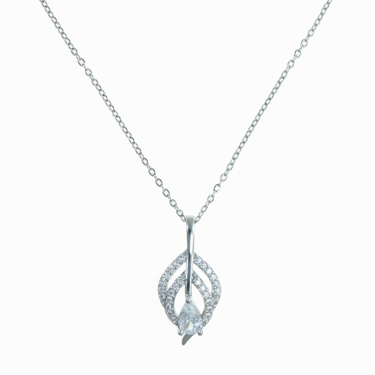 Leaf with rhinestones pendant