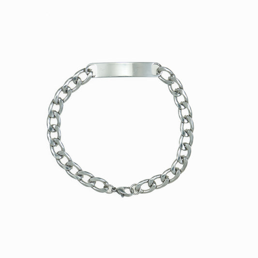 Unisex cuban chain with tag bracelet