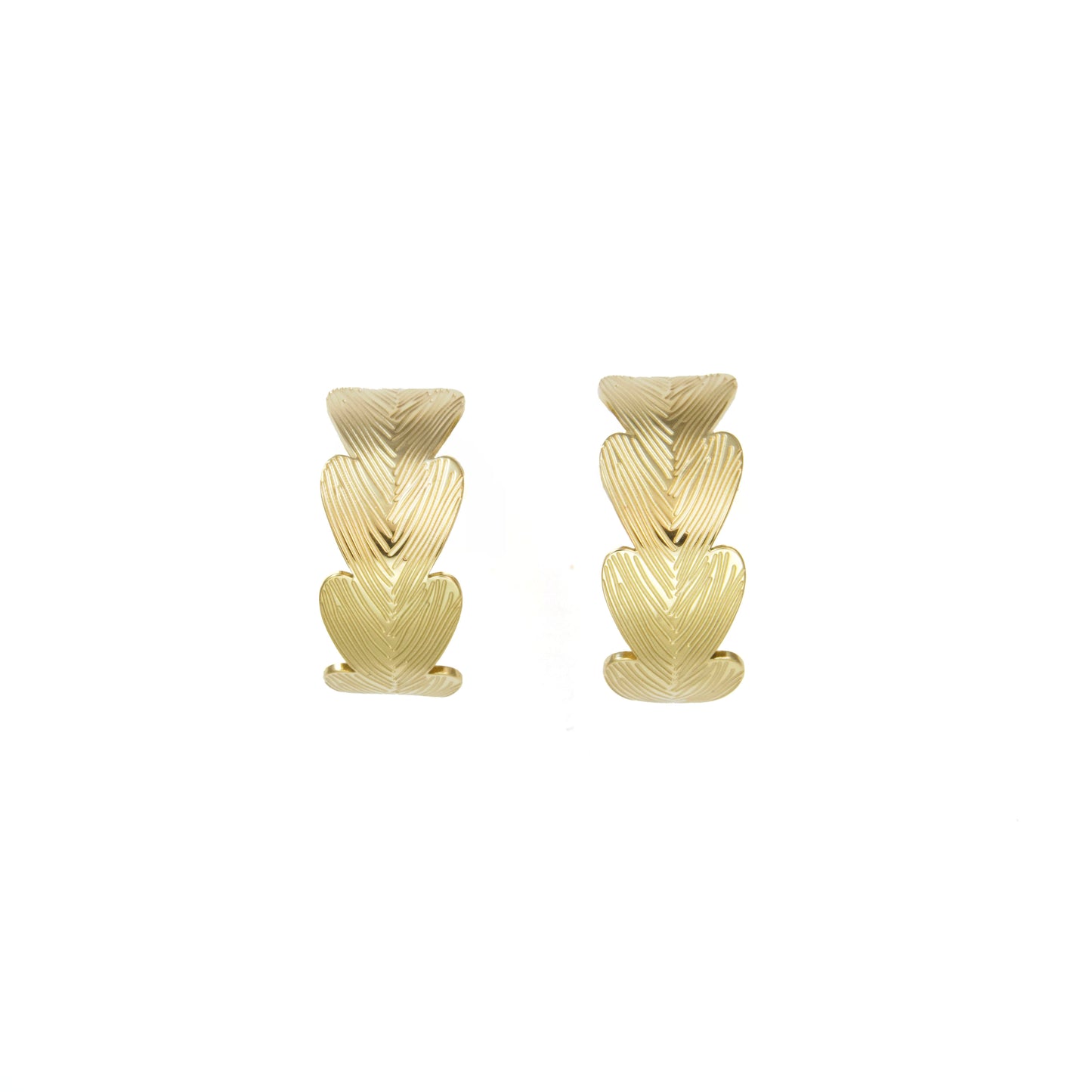 Textured wide heart hoops