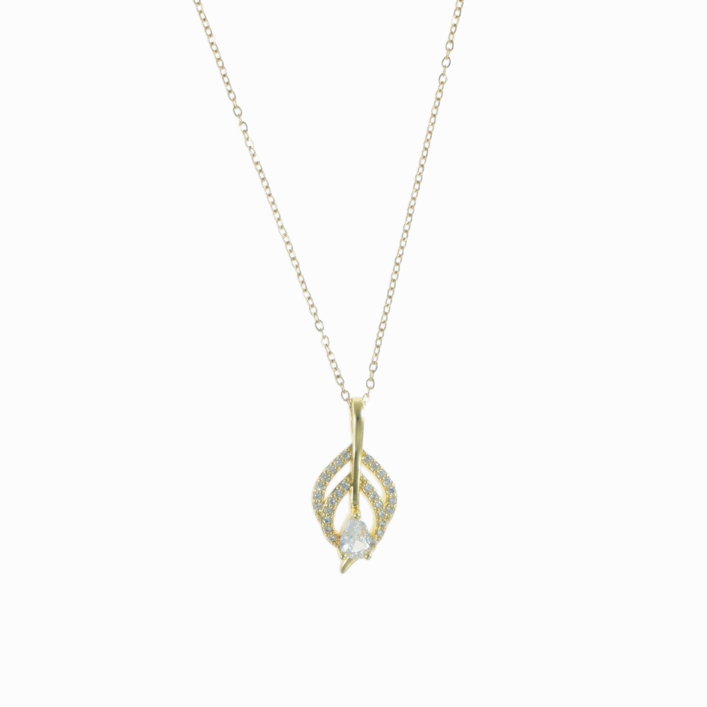 Leaf with rhinestones pendant
