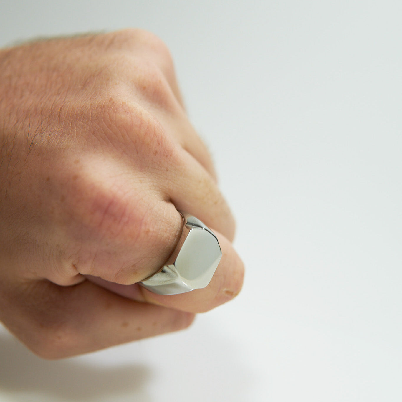 Silver polygonal ring