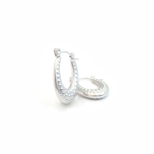 Small oval textured hoops