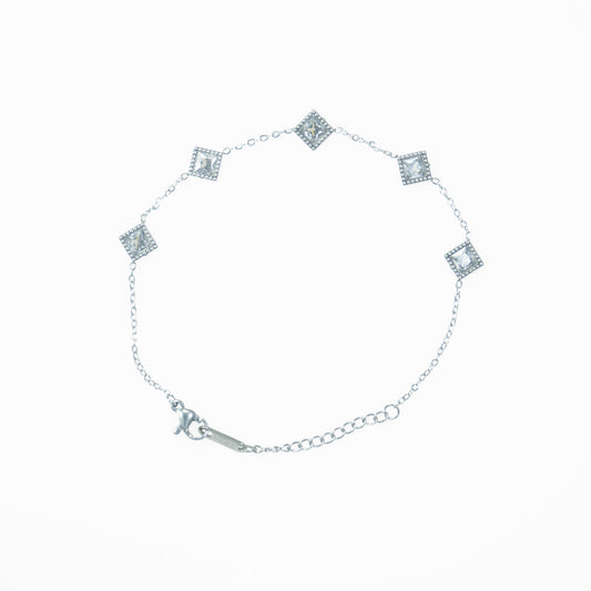 Thin square rhinestone bracelet