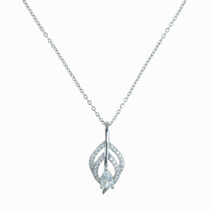 Leaf with rhinestones pendant