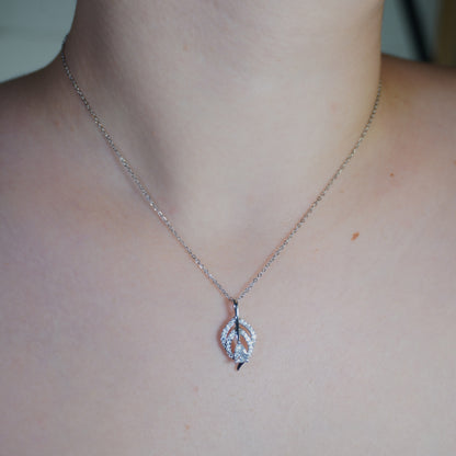 Leaf with rhinestones pendant