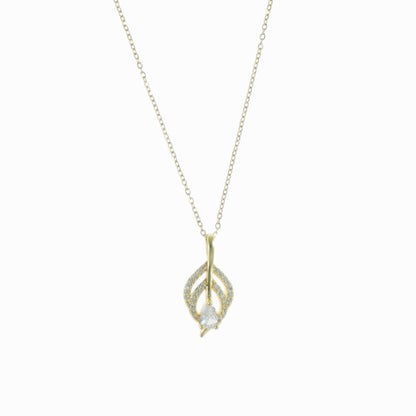 Leaf with rhinestones pendant