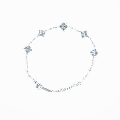 Thin square rhinestone bracelet