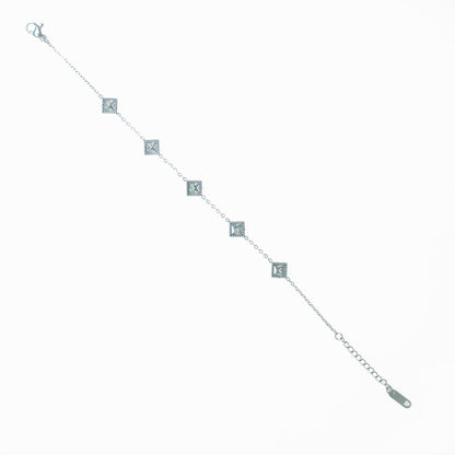 Thin square rhinestone bracelet